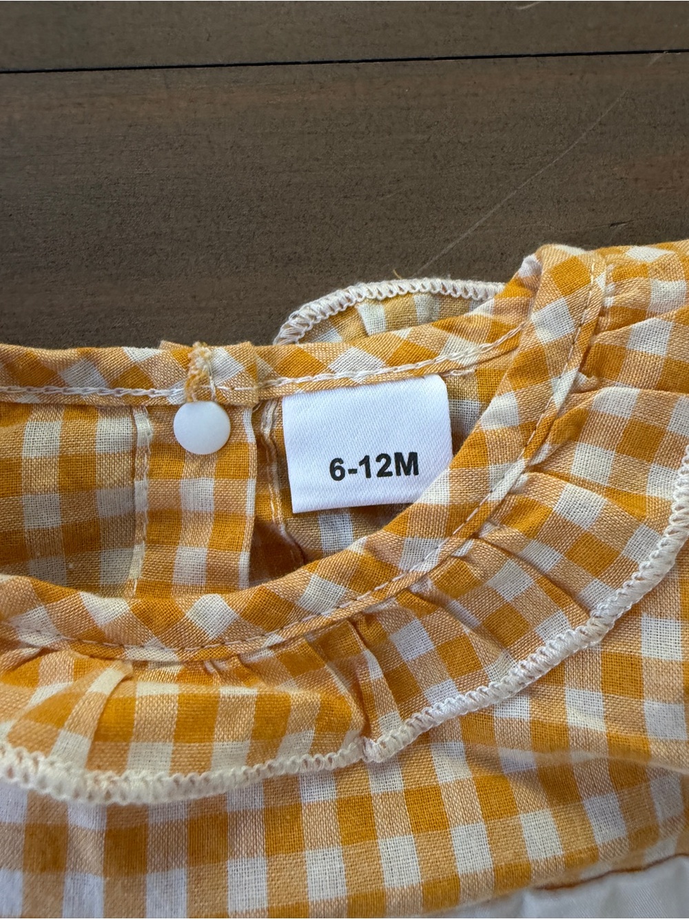Baby Girl Yellow Gingham Fall Thanksgiving Pumpkin Romper - 6-12 Months - Picture 2 of 2